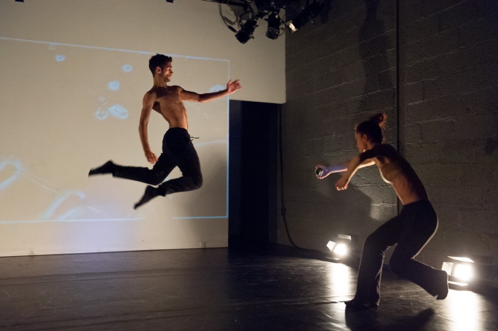 Nile Baker and Alexandra Isaeva in "ME-CHANICAL" by Vanessa Tamburi/FLUSSO DANCE. Photo by Corey Melton.